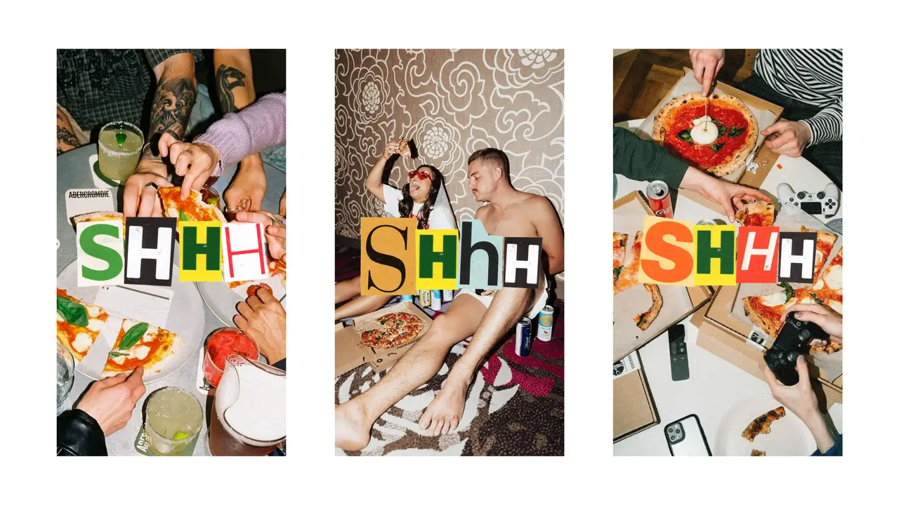 Image showing three smaller images of different partys. On top of each image is cut out letters saying "Shhh".