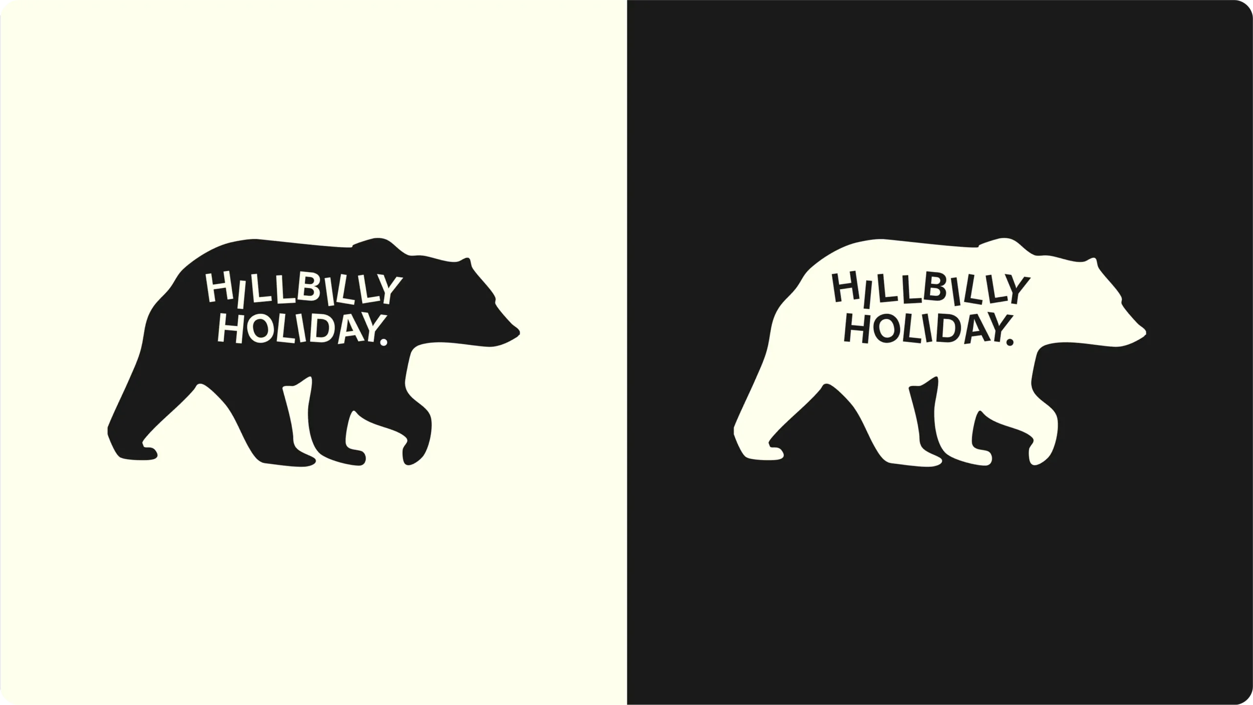 Image showing two logotypes of bears walking with the text "Hillbilly Holiday" inside the bear.